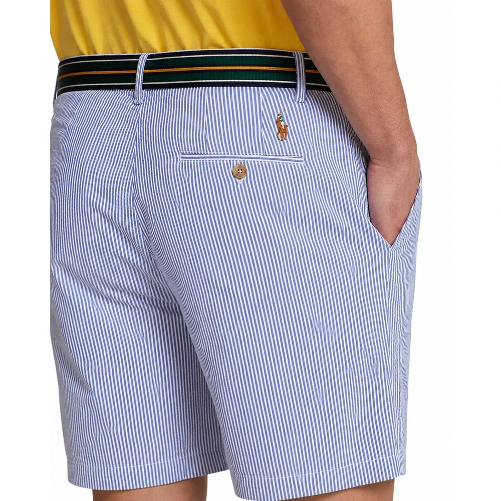 Polo Ralph Lauren Blue White Seersucker Stretch Classic Fit Shorts Sz. 34 NWT